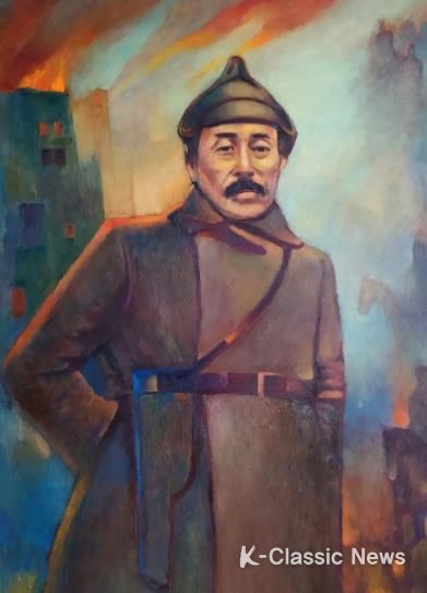 고려인 3세 화가 문 빅토르 화백이 그린 홍범도 장군 초상화